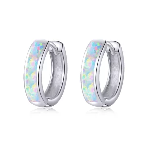 (image pour) Boucles d'oreilles créoles simples en style Pandora avec opale - SCE861