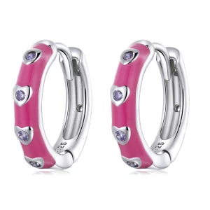 (image pour) Boucles d'oreilles créoles simples style Pandora Love - BSE595