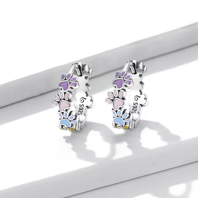 (image pour) Boucles d'oreilles créoles style Pandora avec griffes colorées - BSE580 - Afficher 2
