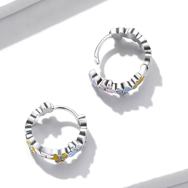 (image pour) Boucles d'oreilles créoles style Pandora avec griffes colorées - BSE580 - Afficher 4