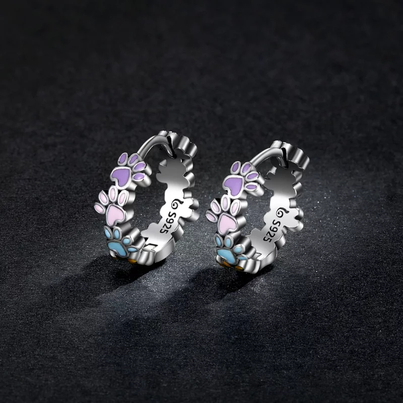 (image pour) Boucles d'oreilles créoles style Pandora avec griffes colorées - BSE580 - Afficher 5