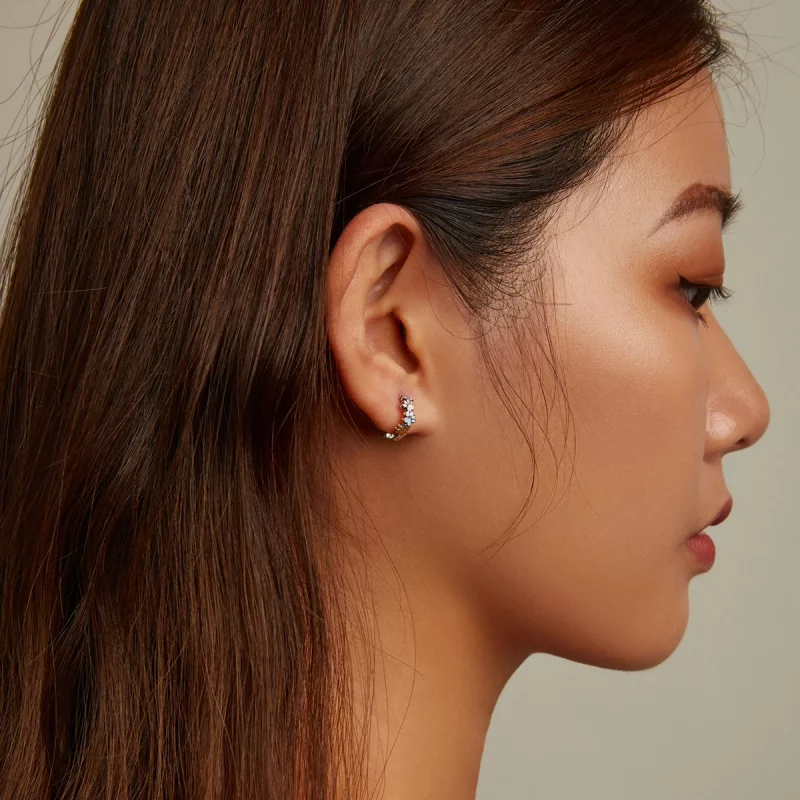 (image pour) Boucles d'oreilles créoles style Pandora avec griffes colorées - BSE580 - Afficher 8