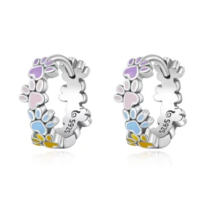 (image pour) Boucles d'oreilles créoles style Pandora avec griffes colorées - BSE580