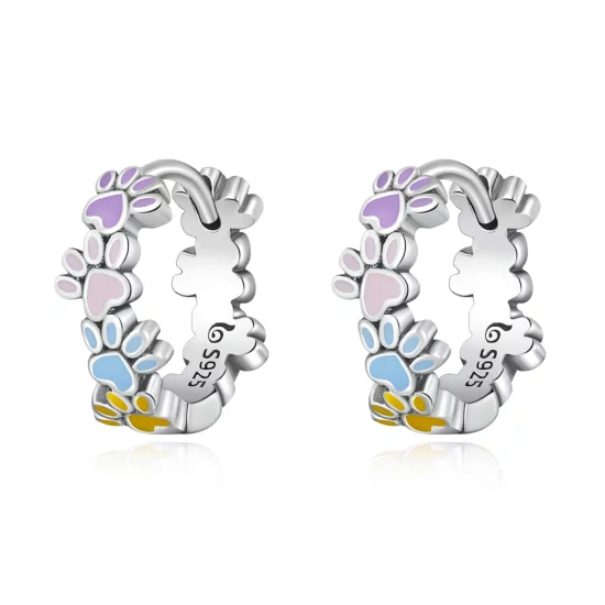 (image pour) Boucles d'oreilles créoles style Pandora avec griffes colorées - BSE580