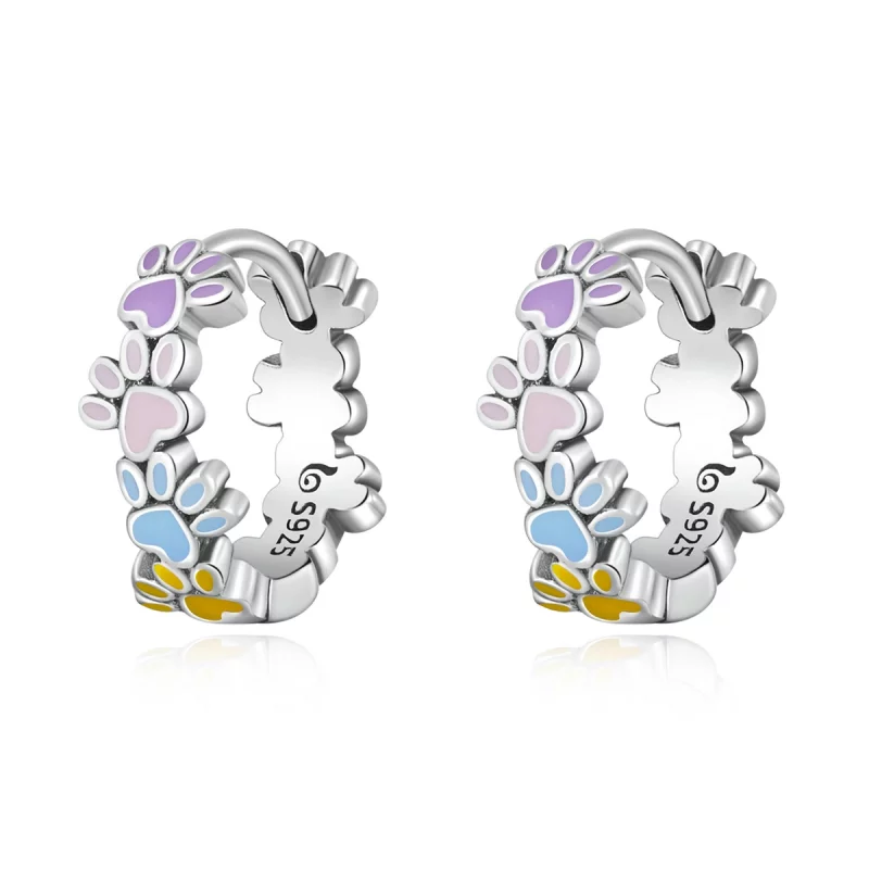 (image pour) Boucles d'oreilles créoles style Pandora avec griffes colorées - BSE580