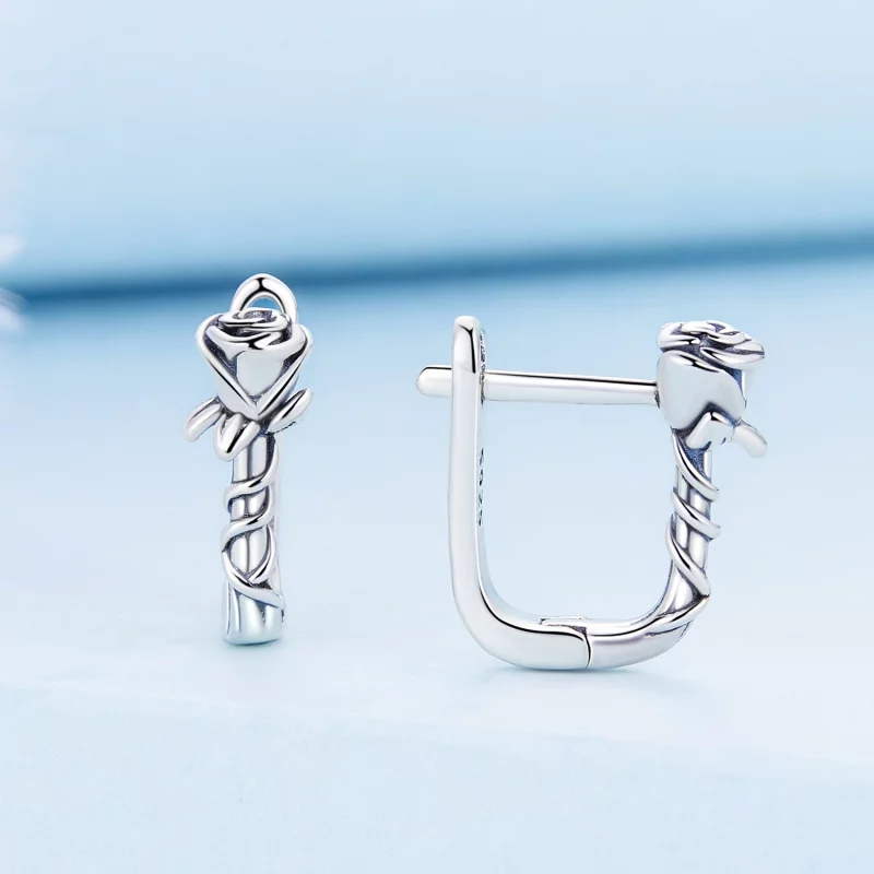 (image pour) Boucles d'oreilles à créoles style Pandora avec roses - BSE716 - Afficher 2