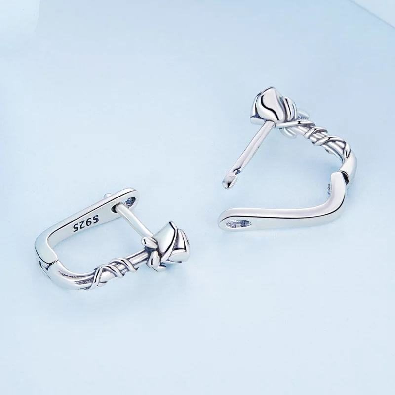 (image pour) Boucles d'oreilles à créoles style Pandora avec roses - BSE716 - Afficher 3