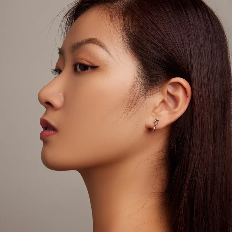 (image pour) Boucles d'oreilles à créoles style Pandora avec roses - BSE716 - Afficher 6