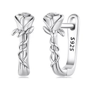 (image pour) Boucles d'oreilles à créoles style Pandora avec roses - BSE716