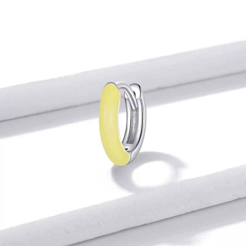 (image pour) Boucles d'oreilles créoles style Pandora en petit format jaune - BSE488-YE - Afficher 2