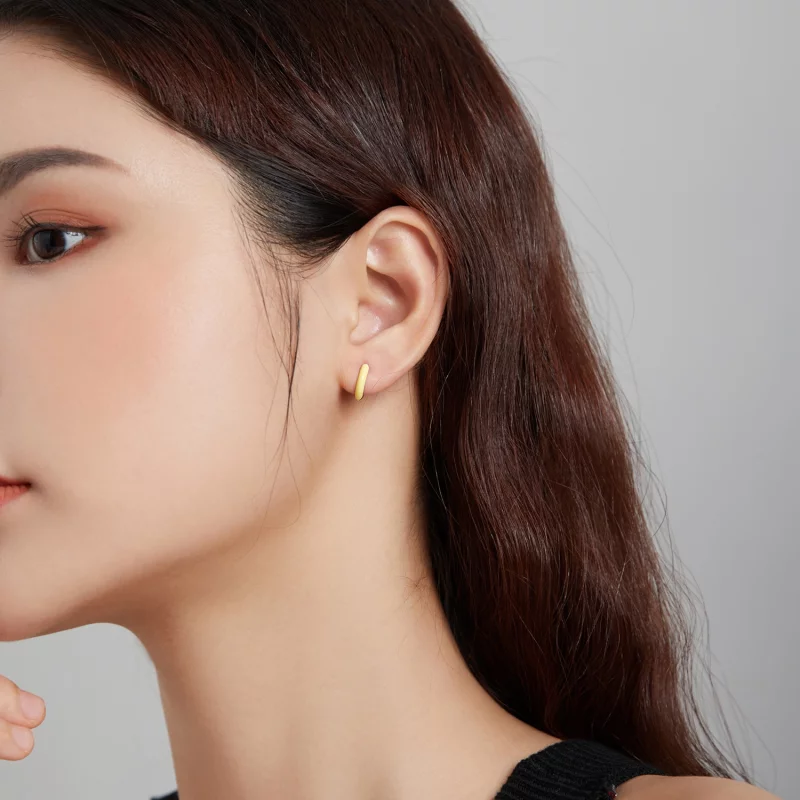 (image pour) Boucles d'oreilles créoles style Pandora en petit format jaune - BSE488-YE - Afficher 3