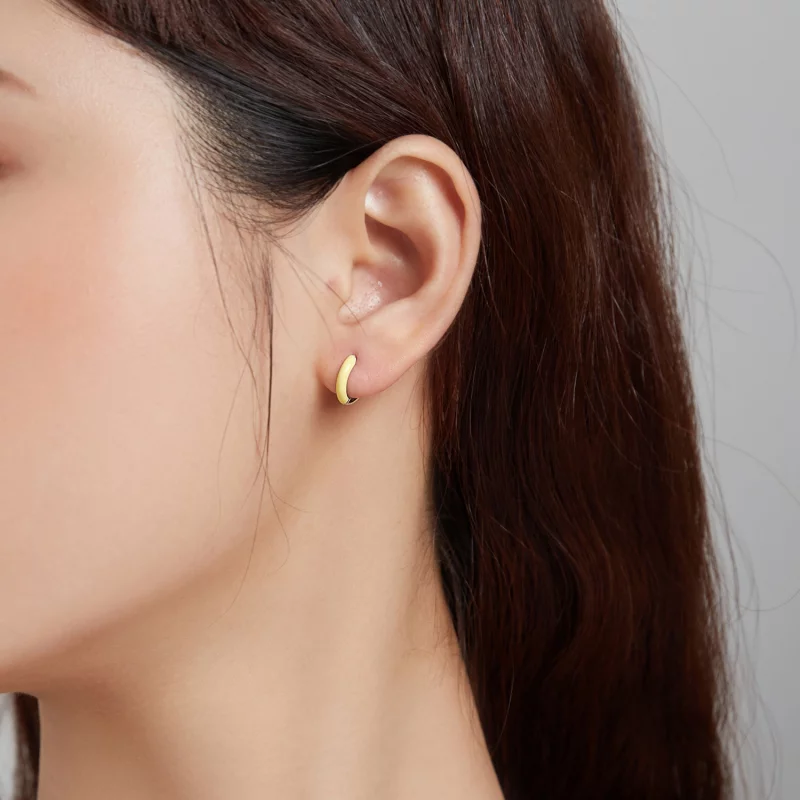 (image pour) Boucles d'oreilles créoles style Pandora en petit format jaune - BSE488-YE - Afficher 4