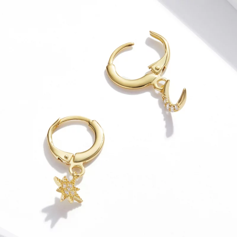 (image pour) Boucles d'oreilles créoles style Pandora Lune dorée - SCE1267 - Afficher 2