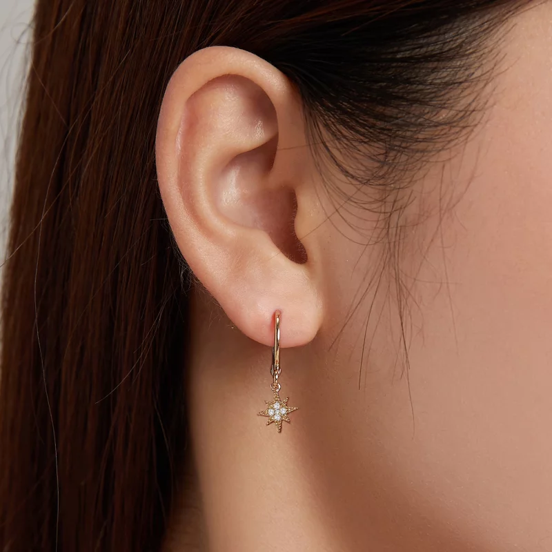 (image pour) Boucles d'oreilles créoles style Pandora Lune dorée - SCE1267 - Afficher 8