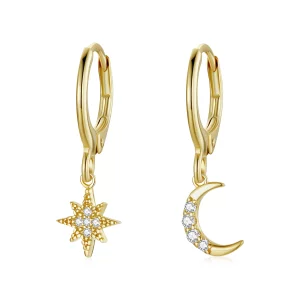 (image pour) Boucles d'oreilles créoles style Pandora Lune dorée - SCE1267