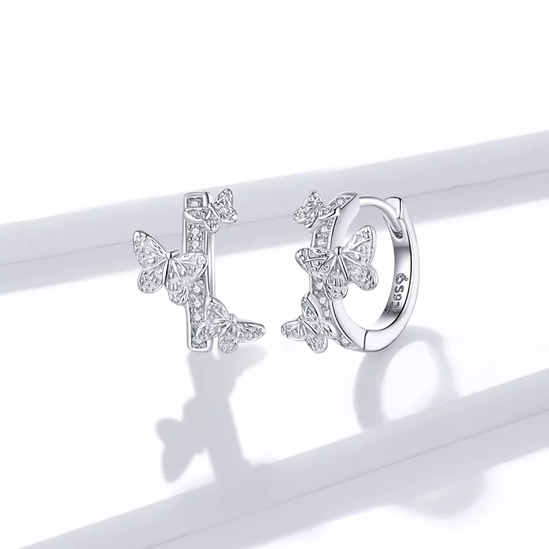 (image pour) Boucles d'oreilles créoles volantes papillons de style Pandora - BSE445 - Afficher 4