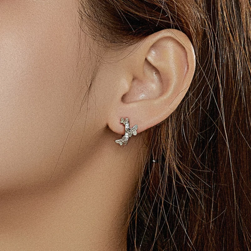 (image pour) Boucles d'oreilles créoles volantes papillons de style Pandora - BSE445 - Afficher 6