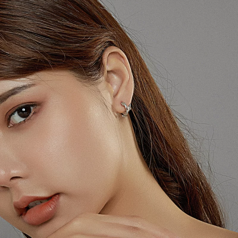 (image pour) Boucles d'oreilles créoles volantes papillons de style Pandora - BSE445 - Afficher 7