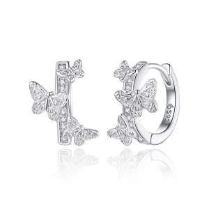 (image pour) Boucles d'oreilles créoles volantes papillons de style Pandora - BSE445