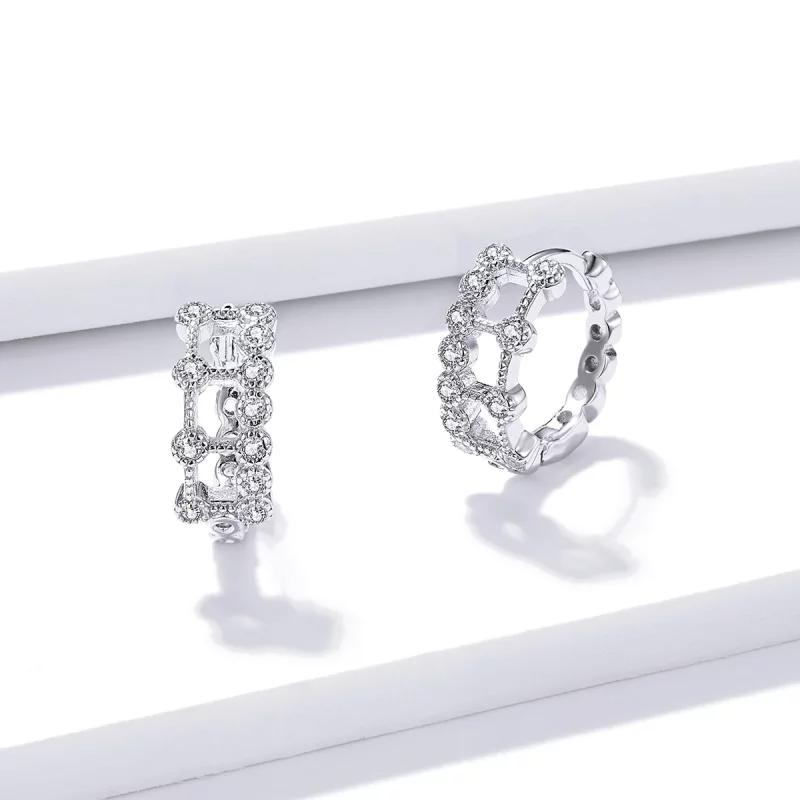 (image pour) Boucles d'oreilles à double couche de style Pandora - BSE458 - Afficher 2