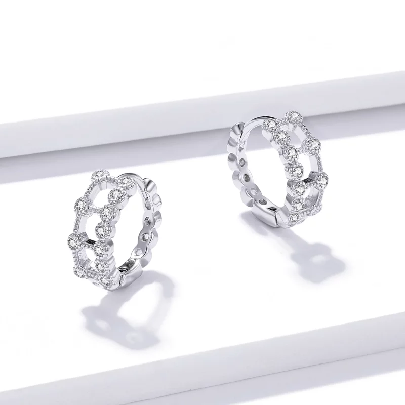 (image pour) Boucles d'oreilles à double couche de style Pandora - BSE458 - Afficher 3