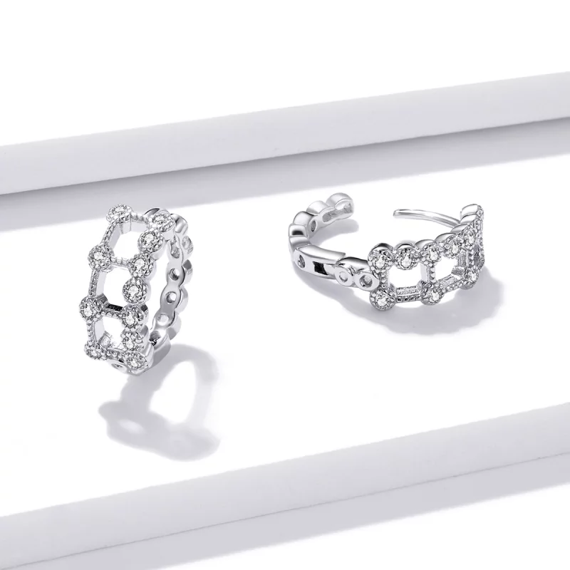 (image pour) Boucles d'oreilles à double couche de style Pandora - BSE458 - Afficher 4