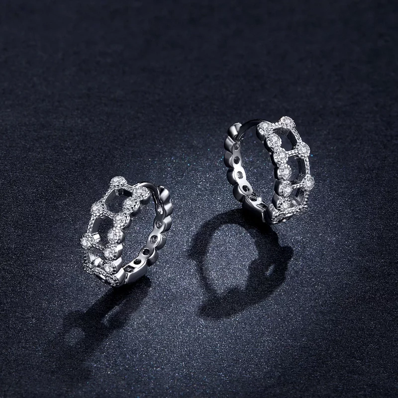 (image pour) Boucles d'oreilles à double couche de style Pandora - BSE458 - Afficher 5