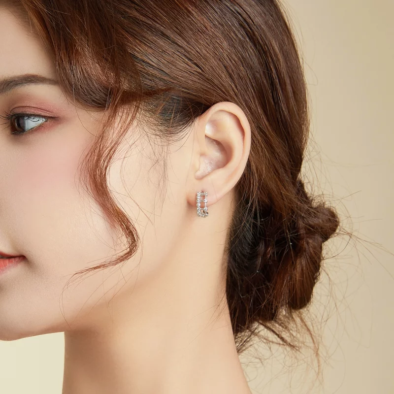(image pour) Boucles d'oreilles à double couche de style Pandora - BSE458 - Afficher 6