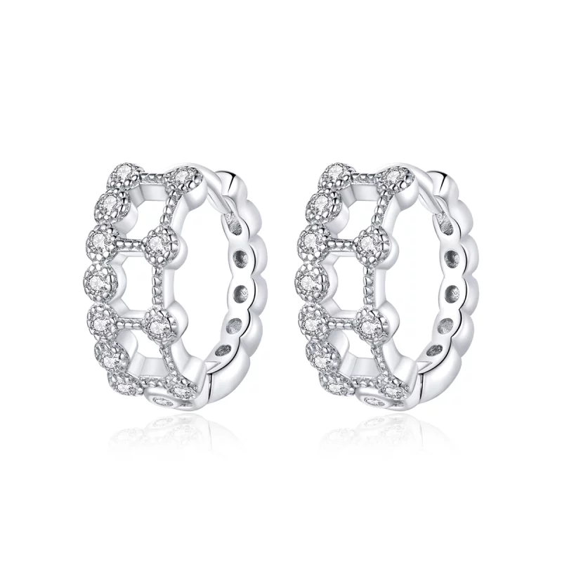 (image pour) Boucles d'oreilles à double couche de style Pandora - BSE458