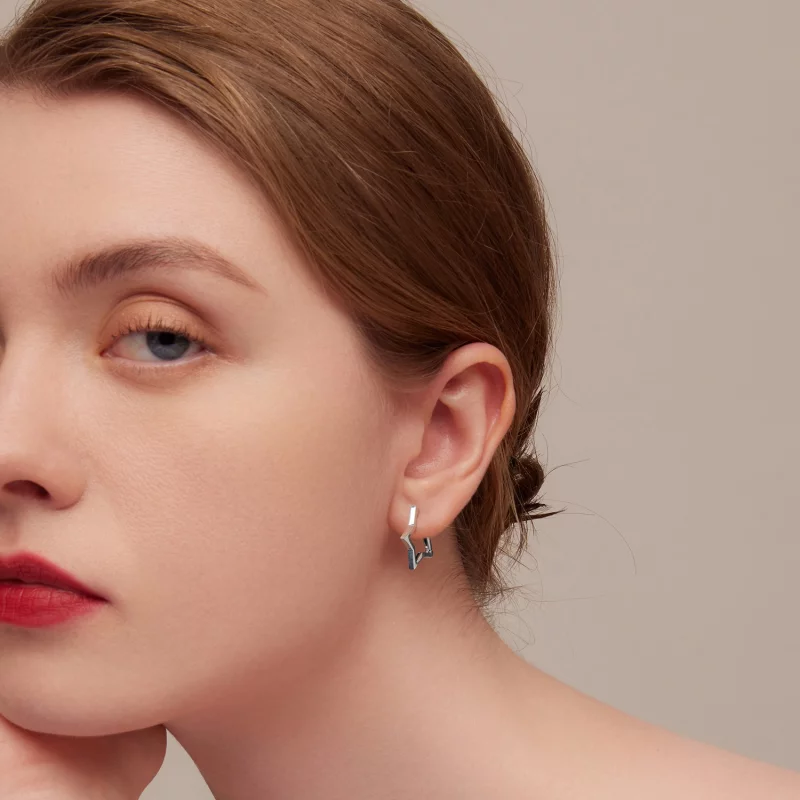 (image pour) Boucles d'oreilles en forme d'étoile style Pandora - SCE1136 - Afficher 3