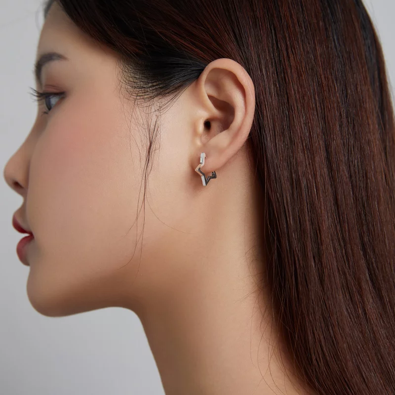 (image pour) Boucles d'oreilles en forme d'étoile style Pandora - SCE1136 - Afficher 8