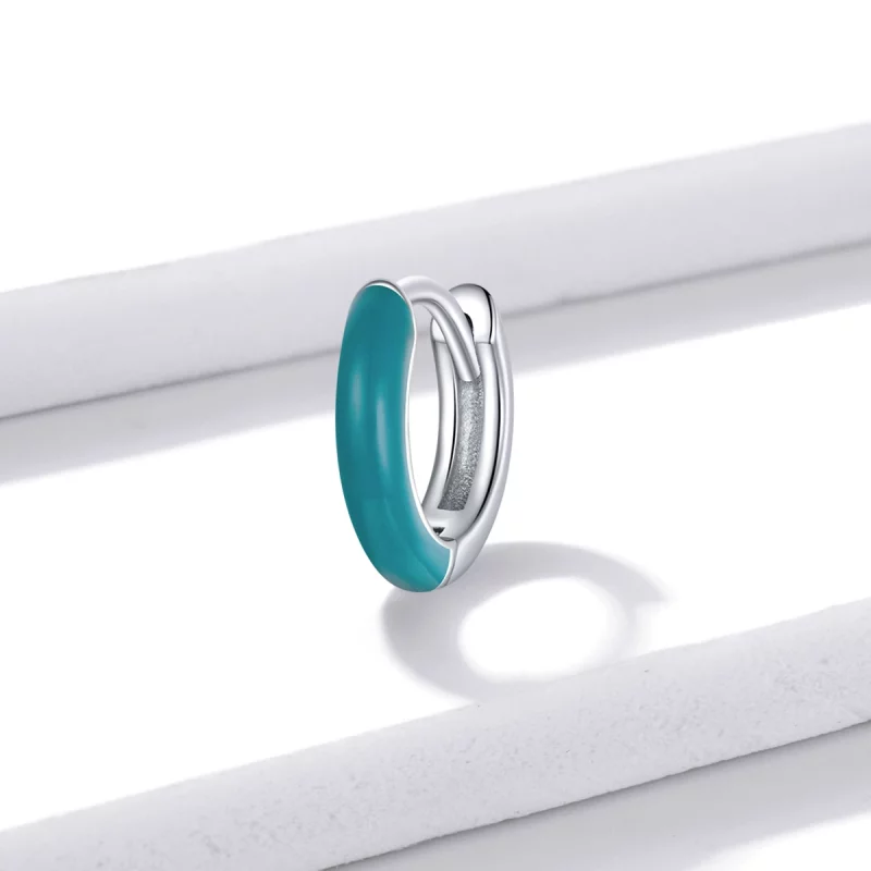 (image pour) Boucles d'oreilles en forme de cerceau bleu clair de style Pandora - BSE488-BU - Afficher 2