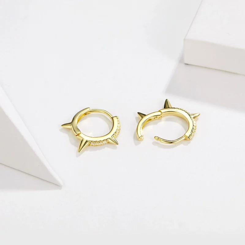 (image pour) Boucles d'oreilles en forme de cerceau de style Pandora avec une géométrie irrég - Afficher 4