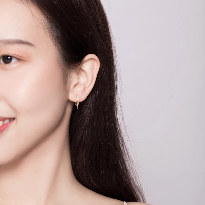 (image pour) Boucles d'oreilles en forme de cerceau de style Pandora avec une géométrie irrég - Afficher 5