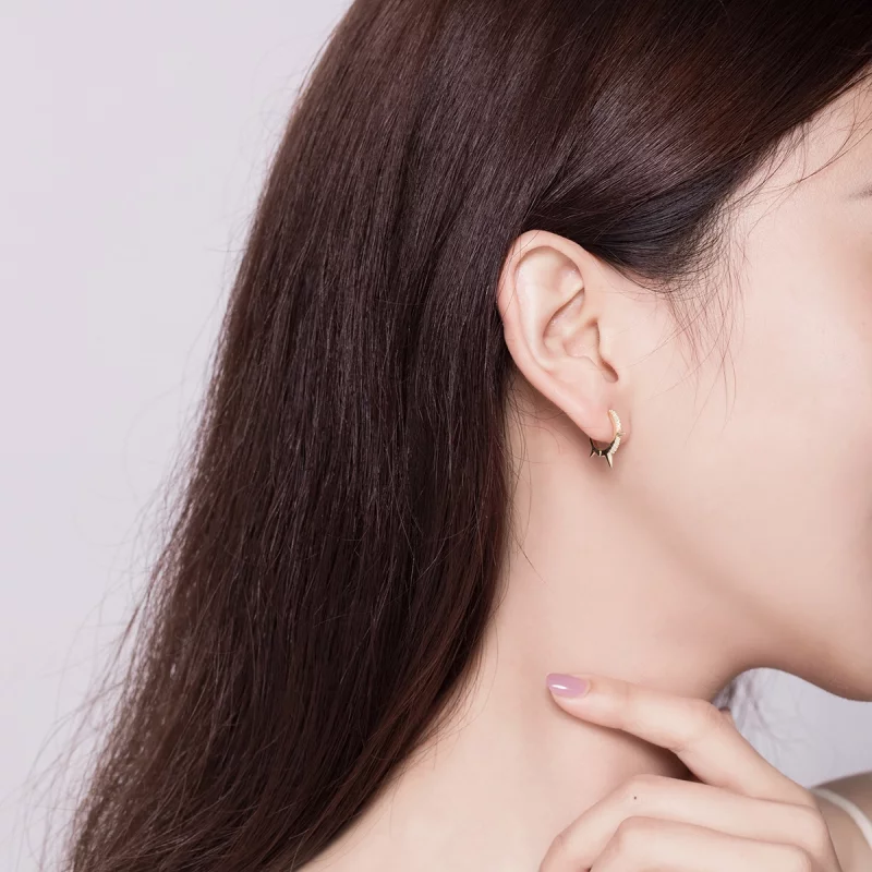 (image pour) Boucles d'oreilles en forme de cerceau de style Pandora avec une géométrie irrég - Afficher 6