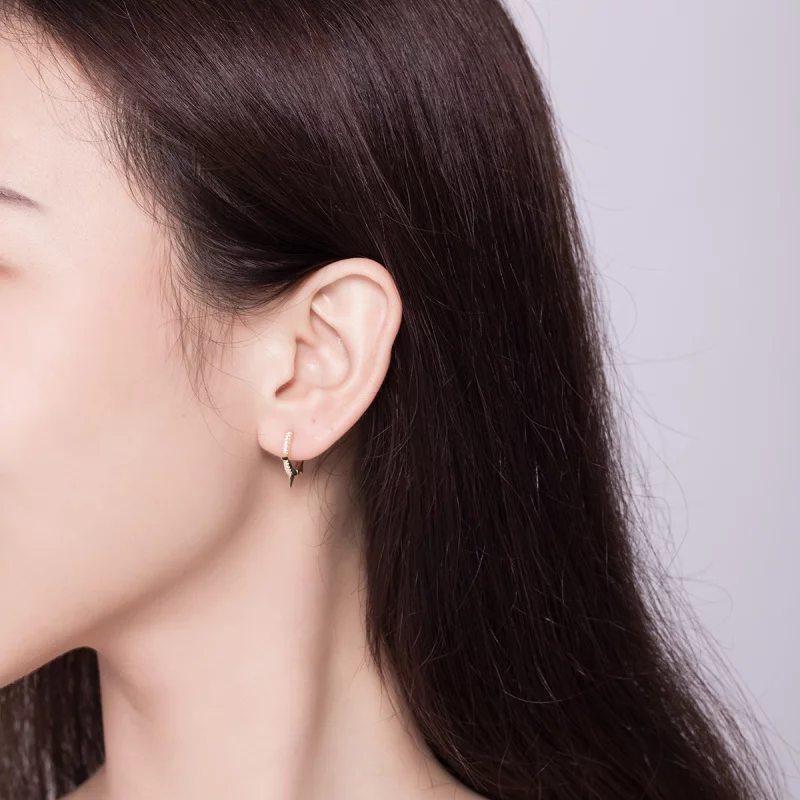 (image pour) Boucles d'oreilles en forme de cerceau de style Pandora avec une géométrie irrég - Afficher 7
