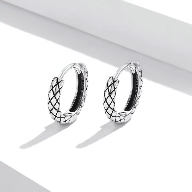(image pour) Boucles d'oreilles en forme de cercle avec motif serpent de style Pandora - SCE1 - Afficher 2