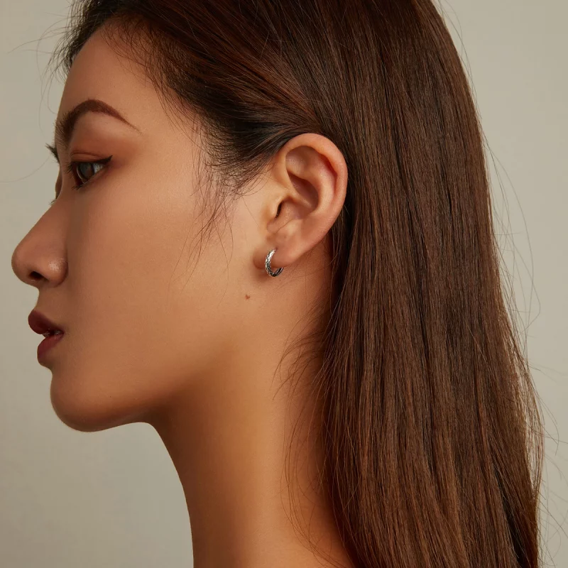 (image pour) Boucles d'oreilles en forme de cercle avec motif serpent de style Pandora - SCE1 - Afficher 7