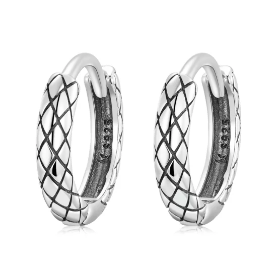 (image pour) Boucles d'oreilles en forme de cercle avec motif serpent de style Pandora - SCE1354