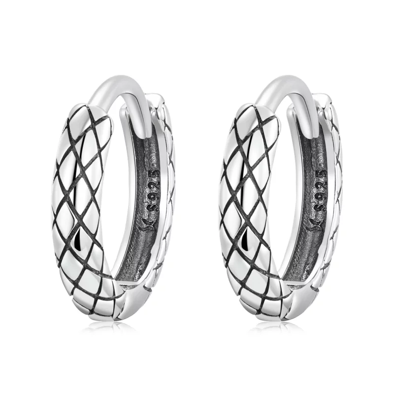 (image pour) Boucles d'oreilles en forme de cercle avec motif serpent de style Pandora - SCE1354