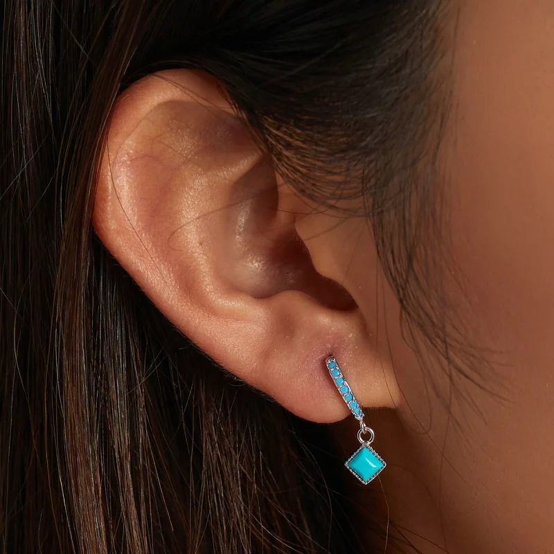 (image pour) Boucles d'oreilles en forme de cercle de style Pandora avec turquoise - SCE1307 - Afficher 6