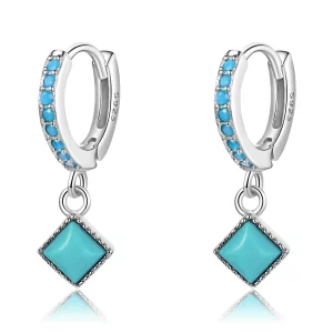 (image pour) Boucles d'oreilles en forme de cercle de style Pandora avec turquoise - SCE1307