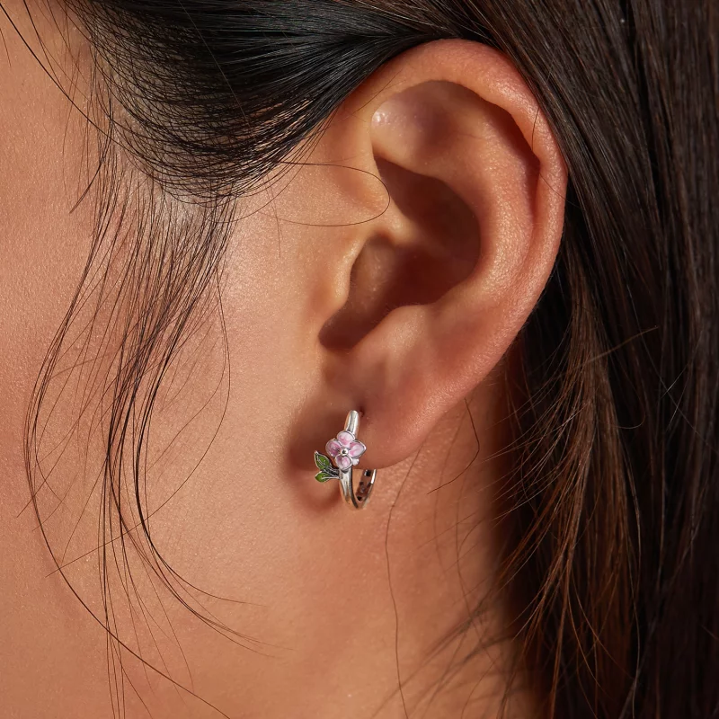 (image pour) Boucles d'oreilles à fleurs de cerisier de style Pandora - SCE1287 - Afficher 5