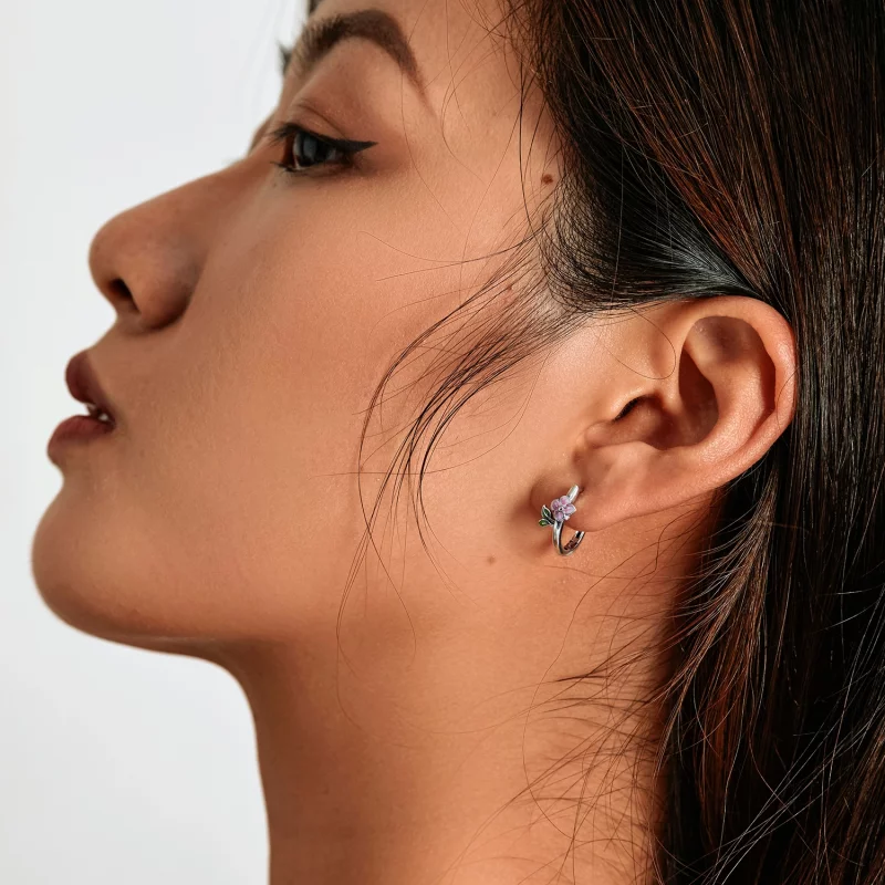 (image pour) Boucles d'oreilles à fleurs de cerisier de style Pandora - SCE1287 - Afficher 6