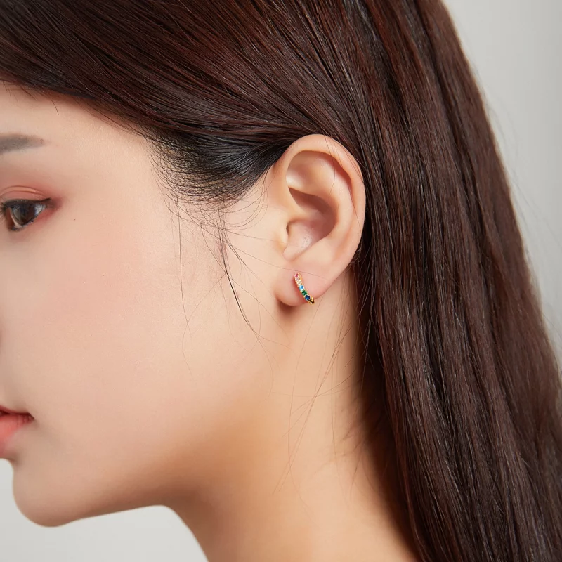 (image pour) Boucles d'oreilles Pandora Style Earside Rainbow Hoop - SCE1098 - Afficher 4