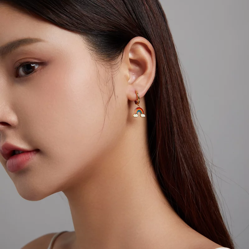 (image pour) Boucles d'oreilles Pandora Style Pop Rainbow Hoop - SCE1238 - Afficher 3
