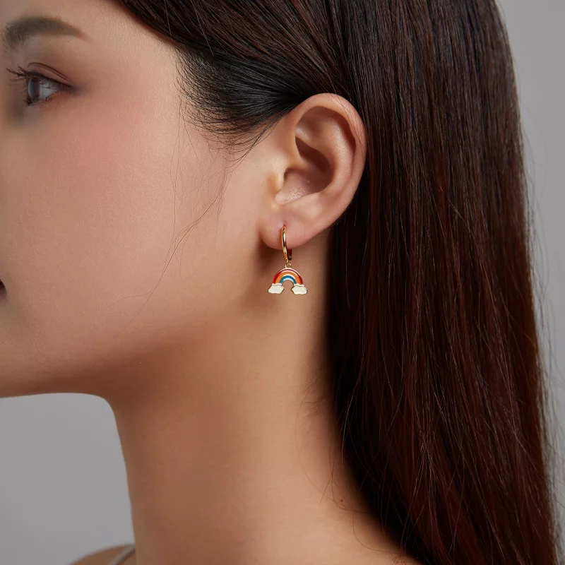 (image pour) Boucles d'oreilles Pandora Style Pop Rainbow Hoop - SCE1238 - Afficher 4