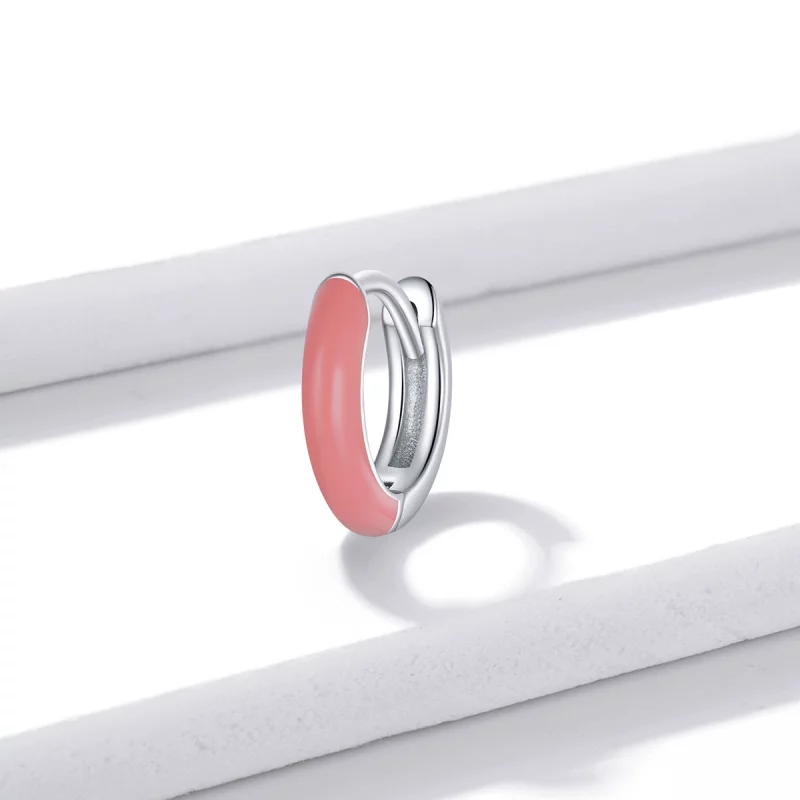 (image pour) Boucles d'oreilles à petite créole rose style Pandora - BSE488-PK - Afficher 2