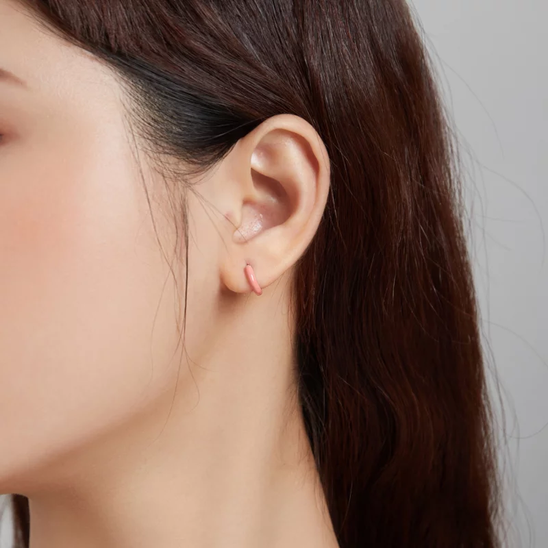 (image pour) Boucles d'oreilles à petite créole rose style Pandora - BSE488-PK - Afficher 4