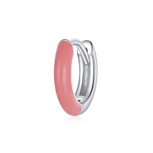 (image pour) Boucles d'oreilles à petite créole rose style Pandora - BSE488-PK